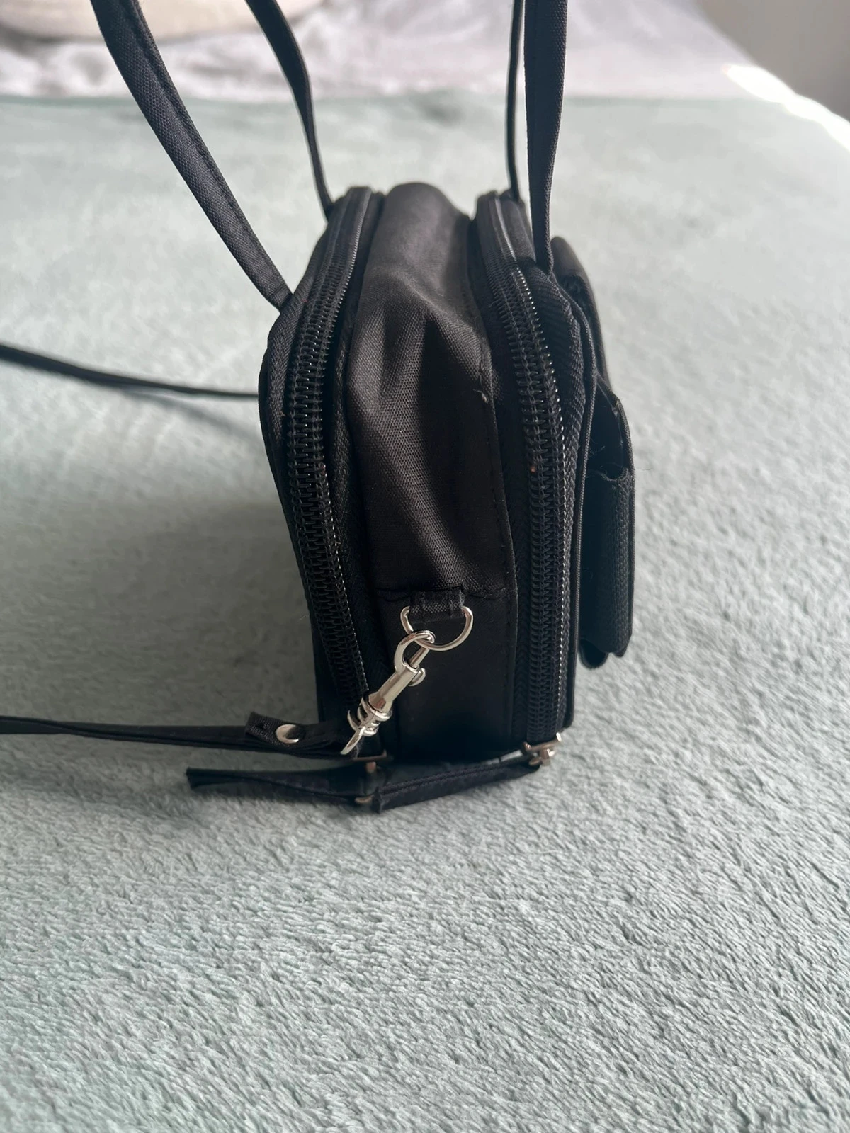 Mini saco de mão / alça preto multi-bolsos – photo 3